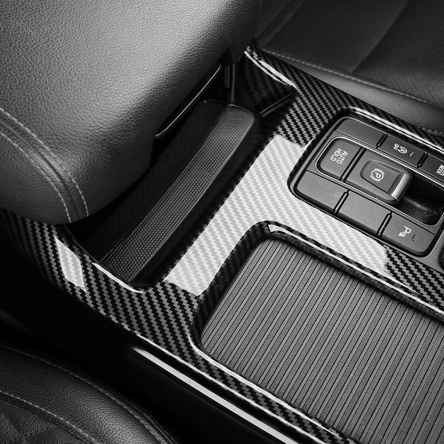 TYWZ Mittelkonsolen-Abdeckung in Kohlefaser-Optik für Kia Sorento 2014-2020, Zierleiste Zubehör, Schwarz, LHD - Bild 1