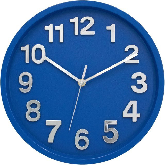 Wall-Art Moderne Wanduhr mit 3D-Zifferblatt in Blau und Silber, Durchmesser: 30 cm, Analog und Silent - Bild 1