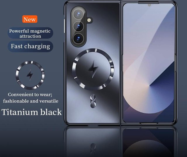 MagSafe Magnetische Kabellose Schutzhülle für Samsung Galaxy Z Fold 7 6 5 4 3 5G in Matt Schwarz und Transparent - Bild 1