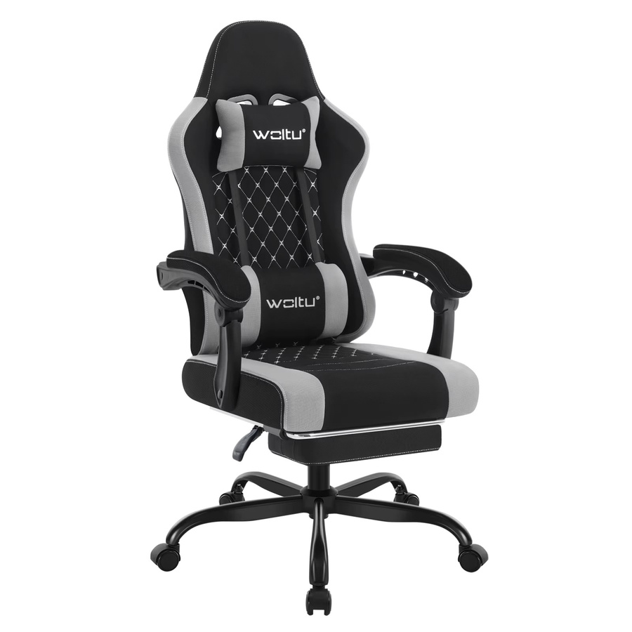 WOLTU Gaming-Stuhl ergonomisch mit Massagefunktion, Fußstütze und verstellbarer Kopfstütze, drehbarer Bürostuhl aus Kunstleder in Schwarz oder Pink - Bild 2