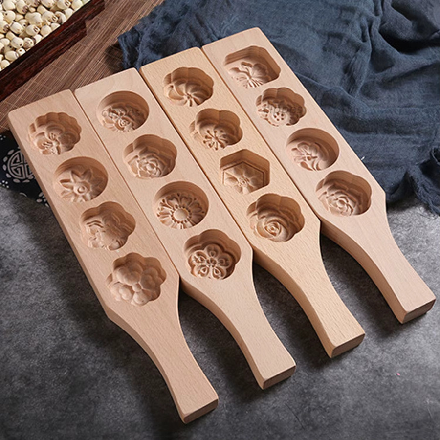Holz-Ausstechformen von Cippes in Braun für Mondkuchen und Kekse zum Backen - Bild 3