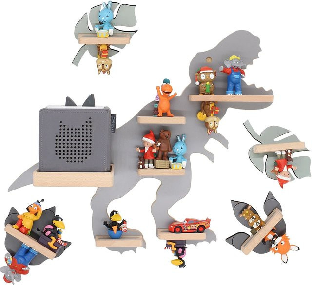 BOARTI Kinderregal Dinosaurier aus Holz als Wandregal für Toniebox und Figuren mit Magneteinsätzen, H x B x T: 44 x 53 x 19 cm - Bild 1