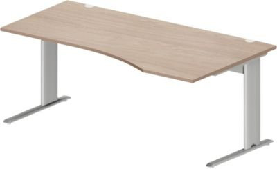 Schäfer Shop Pure Schreibtisch PLANOVA BASIC Freiform mit C-Fuß und Kabelkanal, Eiche/weißalu, B: 180 cm, T: 100/80 cm, H: 71,7 cm - Bild 1