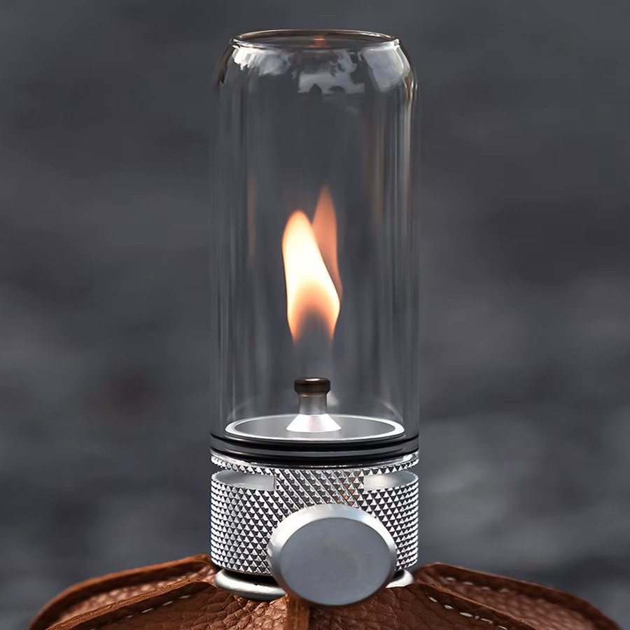 SmiloDon Retro Camping Gas Lampe, tragbare Butan Gas Leuchte für Outdoor und Zelt, winddichtes Licht mit transparentem Glas und Metallgehäuse - Bild 2