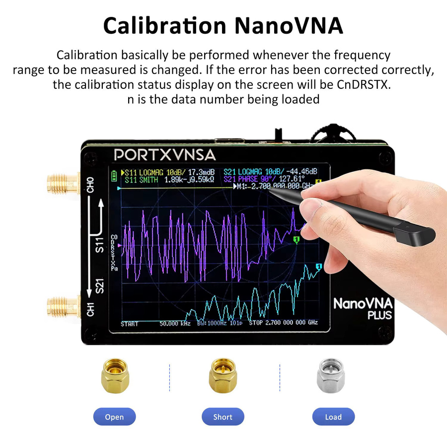 AISANRAY NanoVNA-H Plus Vektor-Netzwerk-Antennenanalysator 50KHz-2,7GHz mit 2,8-Zoll-Touchdisplay in Schwarz - Bild 2