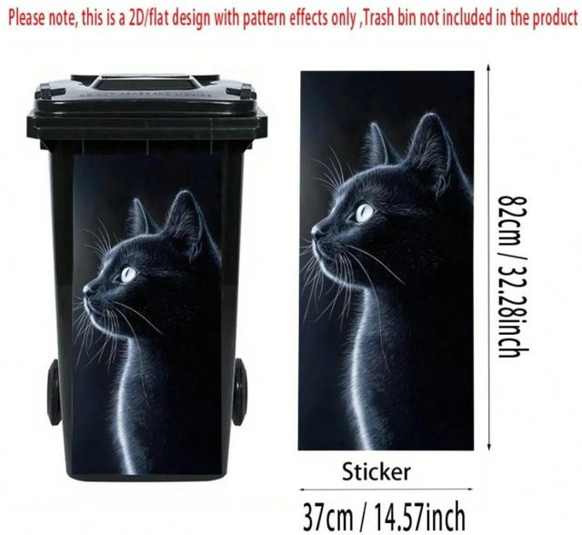 Selbstklebende Mülleimer-Aufkleber jinshengMC mit Animal-Print Design in Schwarz für die Dekoration von Mülltonnen im Außenbereich - Bild 1