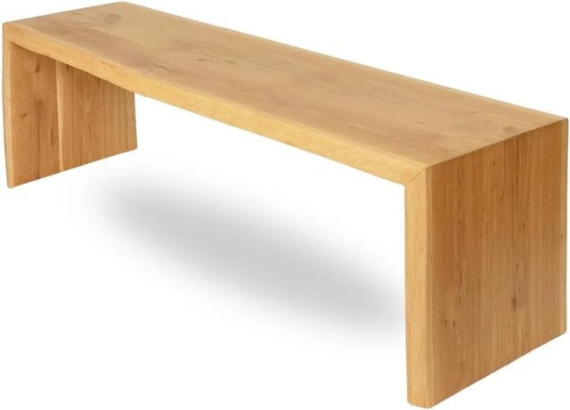 DELUKE Holzbank EGON aus Eiche Massiv mit Baumkante, Farbe Eiche Braun, B/T/H: 140 x 40 x 45 cm - Bild 1