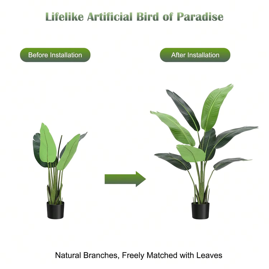 HobbyLane Künstliche Palme Paradiesvogel in Grün, UV-beständige Kunstpflanze für Innen- und Außenbereiche, Höhe: 120 cm - Bild 3