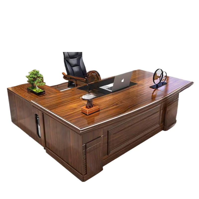 ZHIO Moderner Computertisch aus Holz in Braun mit Schubladenelement für dein Home-Office - Bild 4