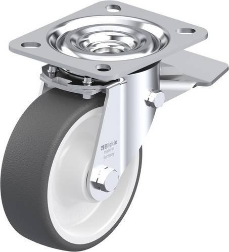 Blickle Lenkrolle L-POTH 100R-ST mit Feststeller in Grau und Weiß, Rad-Durchmesser: 100 mm, Tragfähigkeit: 250 kg - Bild 1