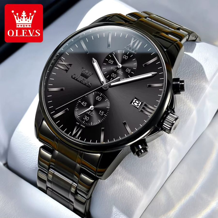 OLEVS Armbanduhr Quarz, Edelstahl, Schwarz, Herren - Bild 2