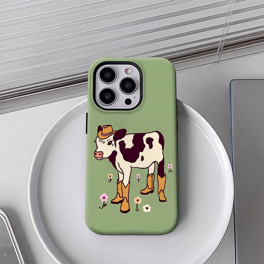 Potdemiel Handyhülle Cowboy-Kuh mit Magnetfunktion für iPhone 17 16 15 14 13 Pro Max Plus in Grün - Bild 3