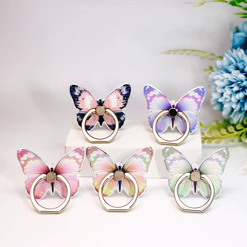 WSSHE Schmetterling Handy Finger Ring Halter mit Magnetischer Auto-Halterung in Gelb - Bild 3