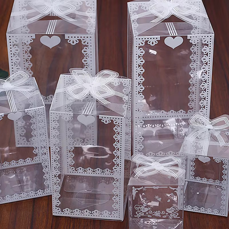 10 Stück transparente PVC-Geschenkboxen für Geburtstag, Hochzeit und Valentinstag zur Verpackung von Pralinen, Dragees oder Kuchen - Bild 2