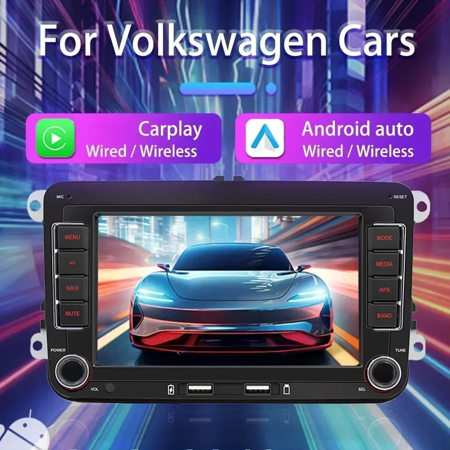 Icreative Android Autoradio mit 7 Zoll Display für Volkswagen Golf 5 6 Polo Passat B6 B7 CC Jetta Caddy in Schwarz mit GPS und Wireless Carplay - Bild 3