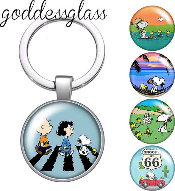 MINISO Schlüsselanhänger, Snoopy Familie Cartoon, Silber, Unisex - Bild 1