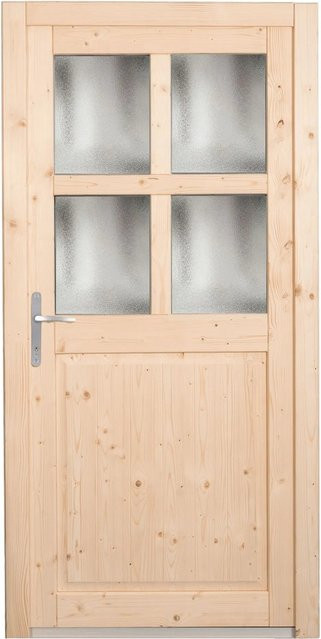 Panto Holz-Nebeneingangstür NET 502 Natur mit Glaseinsatz, Farbe: Braun, B: 98 cm, H: 198 cm, DIN Links - Bild 1