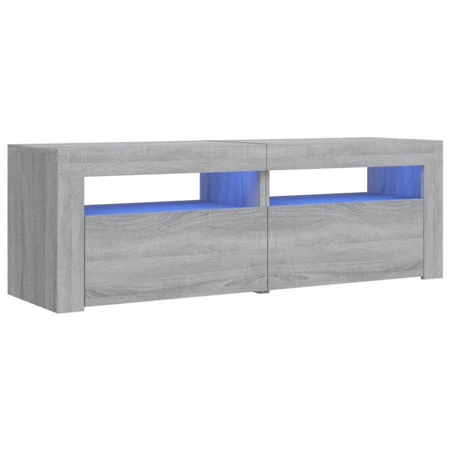 vidaXL TV-Schrank modern mit LED-Leuchten in Grau Sonoma, B/T/H: 120 x 35 x 40 cm - Bild 2