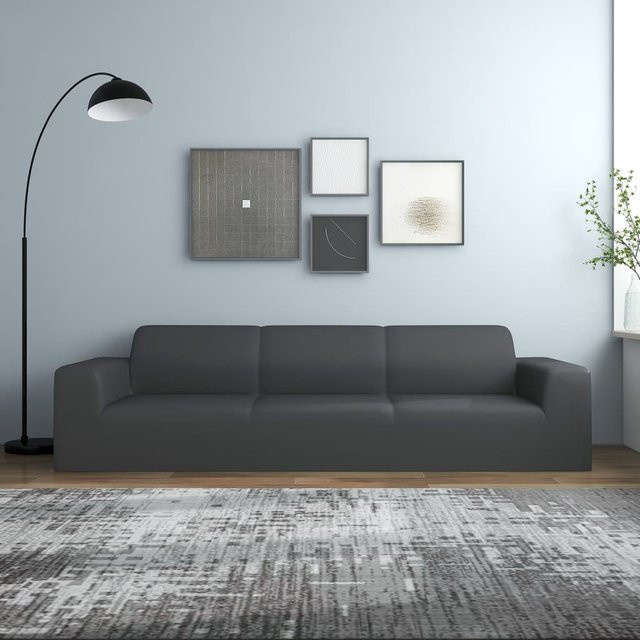 vidaXL Stretch Sofahusse für 4 Personen aus Polyester-Jersey in Anthrazit - Bild 3