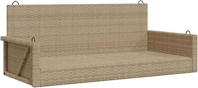 furnicato Hängebank aus Poly Rattan in Beige, B/T/H: 119 x 56 x 48 cm - Bild 1