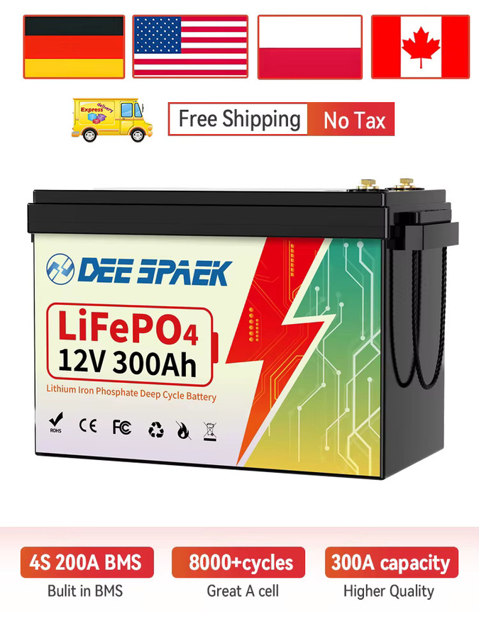 Deespaek 12V 300Ah LiFePO4 Lithiumbatterie mit 200A BMS für Wohnmobile, Off-Grid-Systeme und Boote - Bild 7