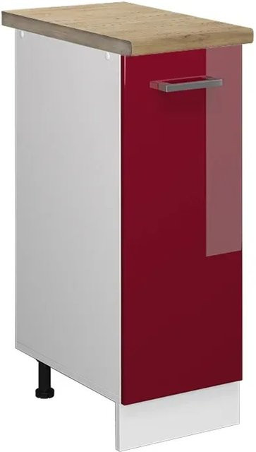 Vicco Apothekerschrank R-Line Bordeaux Hochglanz Weiß Eiche B: 30 cm, H: 81,6 cm, T: 60 cm - Bild 1