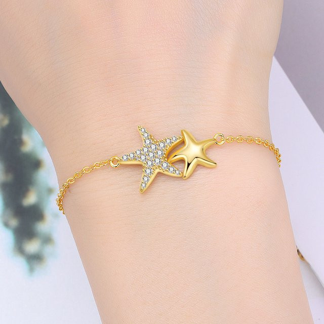 MISEFF Armband Kette, 925 Silber, Seestern, Zirkonia - Bild 1