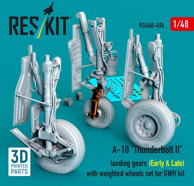 GWH A-10 Thunderbolt II landing gears (Early & Late) mit weighted wheels set, Metal+3D Printed - Bild 1