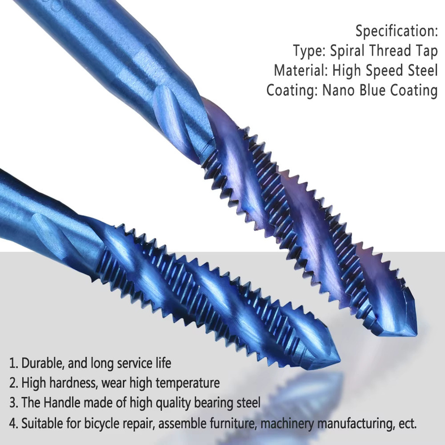 XCAN Metrischer Spiralgewindebohrer aus HSS in Nano-Blau, Set M2-M6 - Bild 3