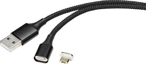 Renkforce USB 2.0 Kabel mit magnetischem Stecker USB-A auf Micro-USB in Schwarz, Länge: 1,00 m - Bild 1