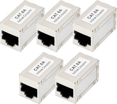 Digitus CAT 6A Keystone-Modul RJ45 Kupplung geschirmt Silber 5 Stück - Bild 1