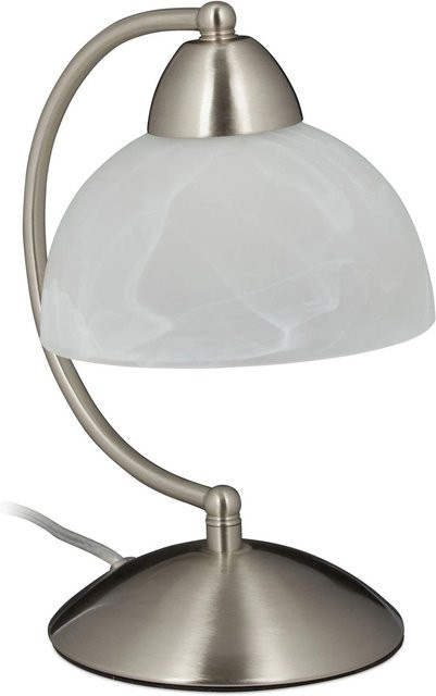 Relaxdays Tischlampe aus Metall und Glas in Silber, dimmbar mit Touch-Funktion, B/T/H: 25 x 15 x 19 cm - Bild 1