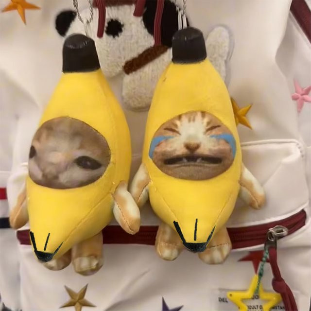 Molutian Bananen-Katzen-Puppen-Anhänger, Plüsch / Textil, Gelb, Bunt / Mehrfarbig - Bild 1