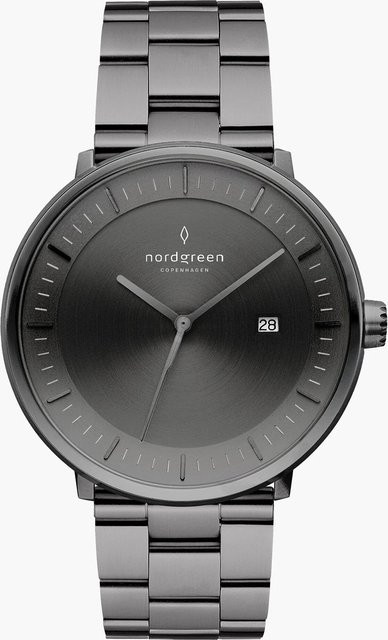 Nordgreen Herrenuhr Philosopher, Quarz, Edelstahl, 40 mm, Grau - Bild 1