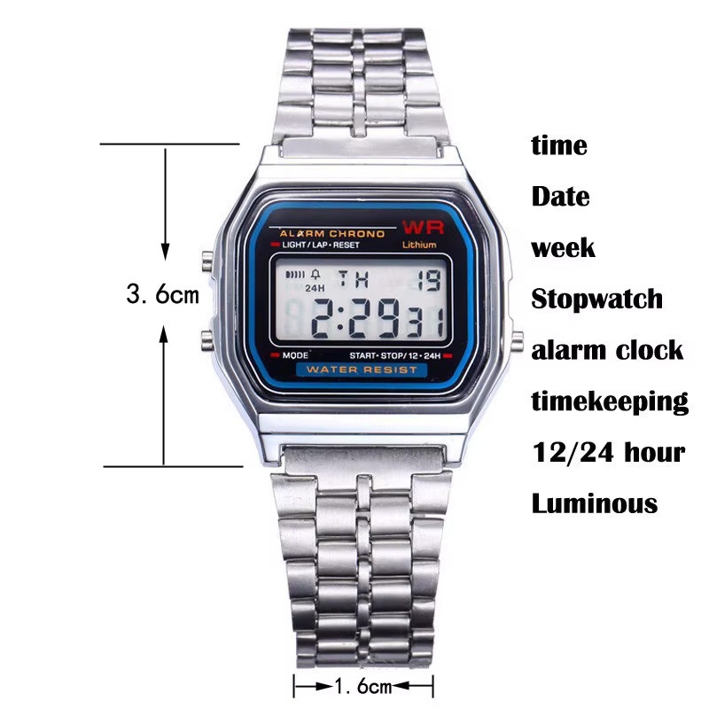 BINBOND Digitaluhr, Kunststoff, Schwarz, Gold, Vintage, Unisex - Bild 2