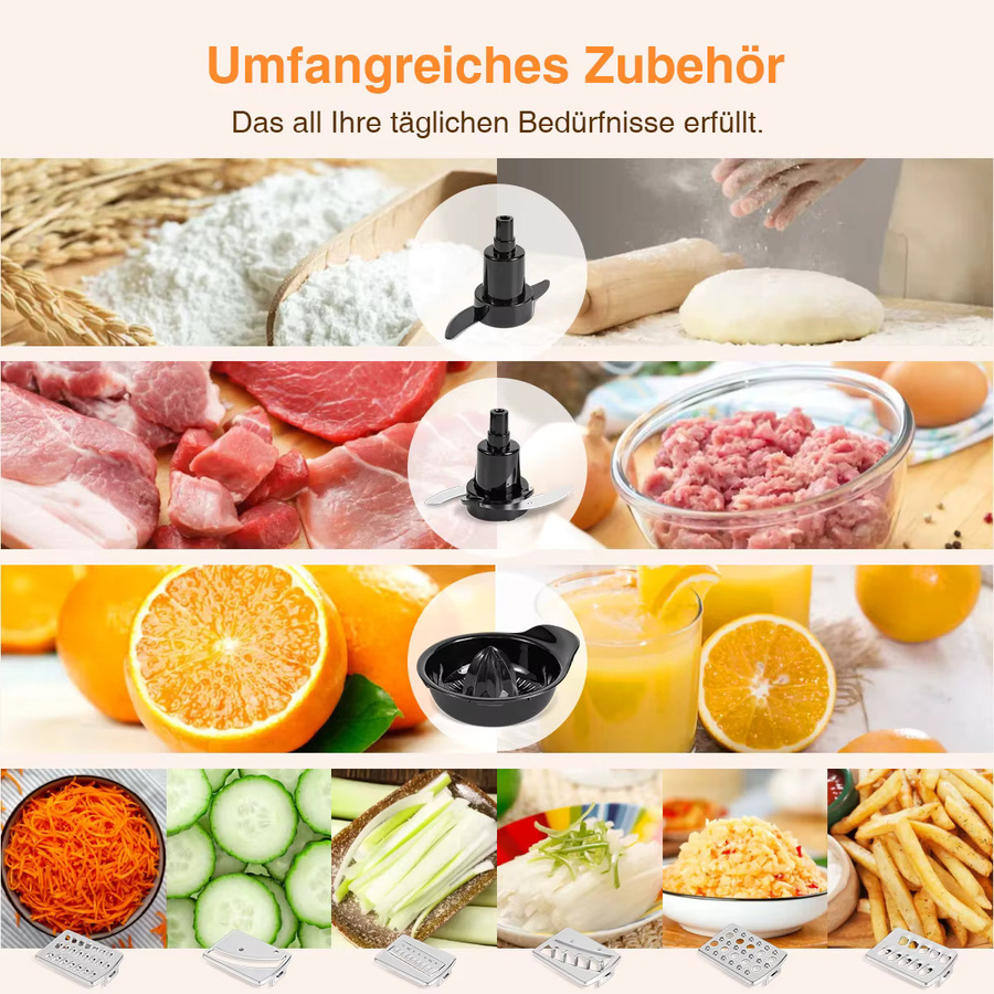 Fatabeta Edelstahl-Standmixer und Küchenmaschine in Silber und Schwarz mit zwei Schüsseln (1,8 l und 1,2 l) und 5 Geschwindigkeitsstufen zum Mixen und Hacken - Bild 2