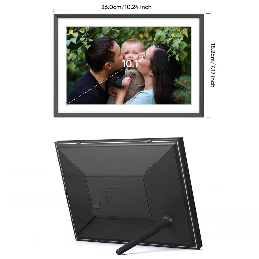 Frameo Digitaler Bilderrahmen WLAN 10,1 Zoll IPS Touchscreen in Schwarz mit 32 GB Speicher für die Fernübertragung von Fotos und Videos inklusive Wetteranzeige - Bild 3
