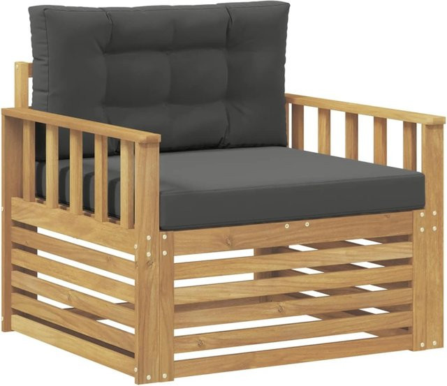 vidaXL Outdoor-Sofa aus Akazienholz und Polyester in Weiß für Garten und Terrasse - Bild 1