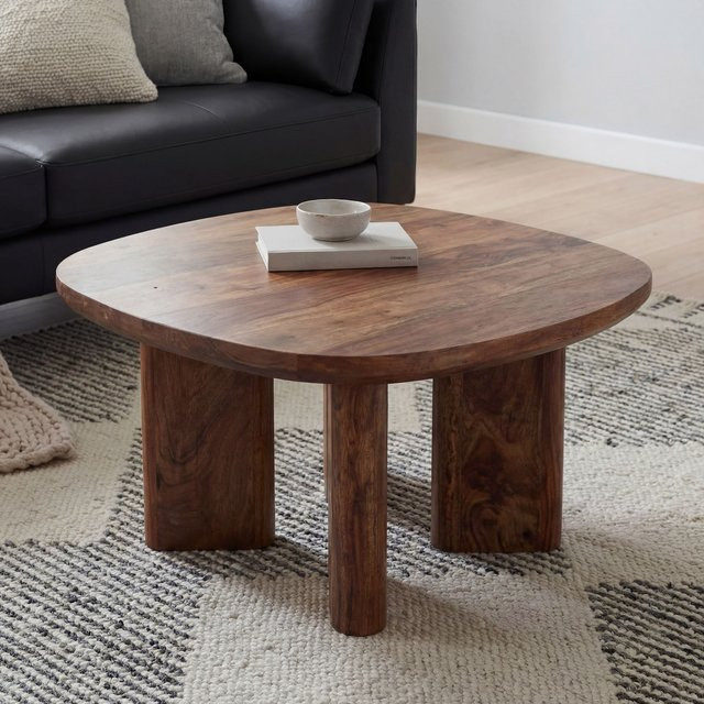 Finebuy Couchtisch aus Mango Massivholz in Braun, quadratisch mit modernem Design, Breite: 60 cm, Tiefe: 60 cm, Höhe: 60 cm - Bild 1