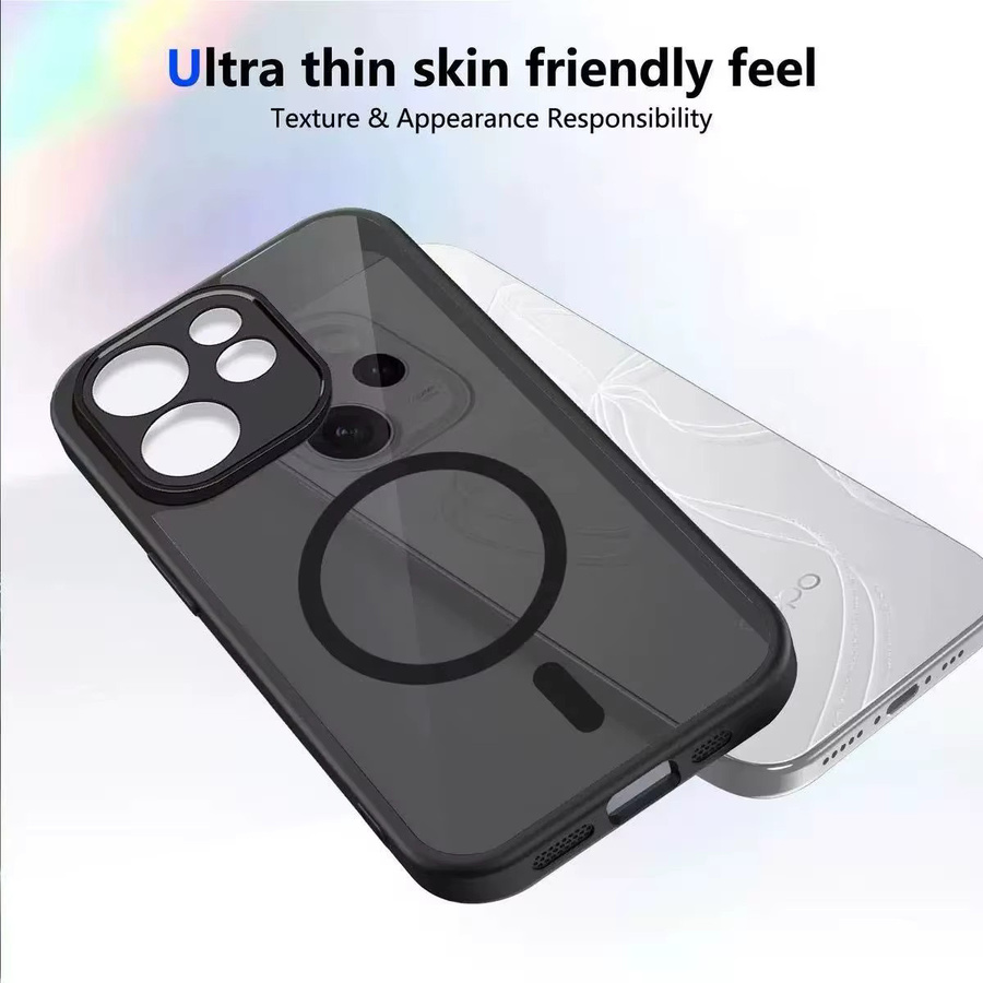 Stoßfeste magnetische MagSafe Handyhülle für Realme 15 14 Pro Plus 15T 14T in Transparent und Schwarz mit mattem Finish - Bild 5