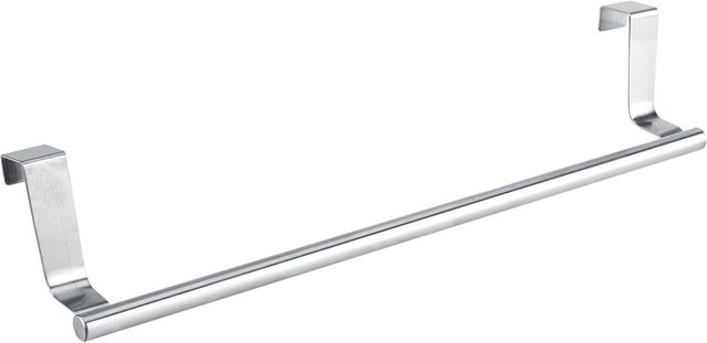 TOMTOP JMS Aufbewahrungshalter für Schrank und Tür als Hängeregal für Handtücher in Weiß und Silber aus Edelstahl und Metall mit selbstklebender Befestigung - Bild 1