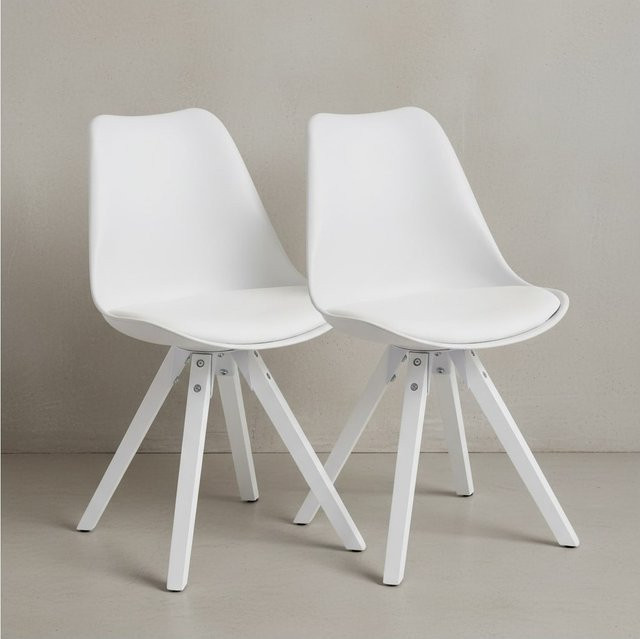 KADIMA DESIGN Esszimmerstühle LUND Set aus Kunstleder mit weißen Beinen, 2er Set - Bild 1
