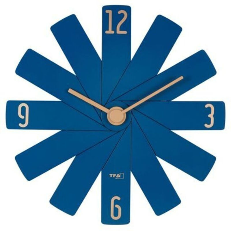 TFA Dostmann Wanduhr Clock In The Box Blau, Moderne Runde Quarz Wanduhr aus Kunststoff, Geräuschlos, B/H/T: 40 x 40 x 3,7 cm - Bild 2