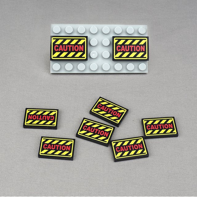 SixBricks Bedruckte Vorsicht 26603 Warnschild-Muster Bausteine, 10-teiliges Set - Bild 1