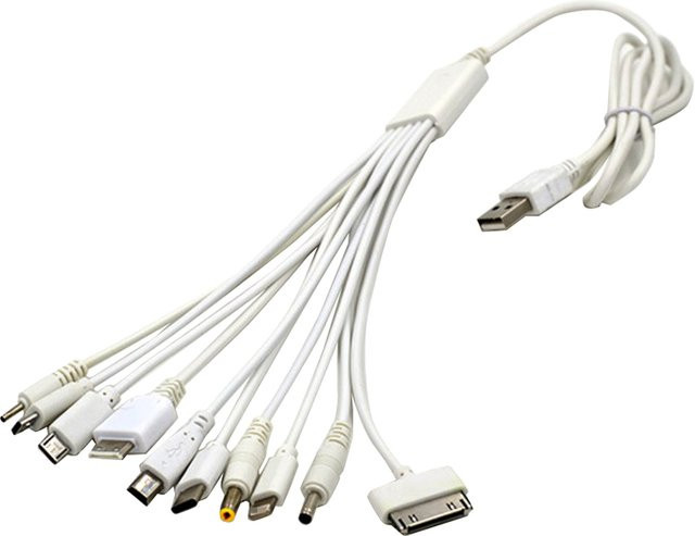 10-in-1 USB Multifunktions-Ladekabel-Adapter für iPhone, Xiaomi und universelle Schnellladung, Weiß, USB-C und USB-A - Bild 1