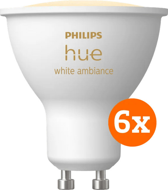 Philips Hue White Ambiance LED GU10 Smart Bulb 6er-Pack mit Bluetooth - Bild 1