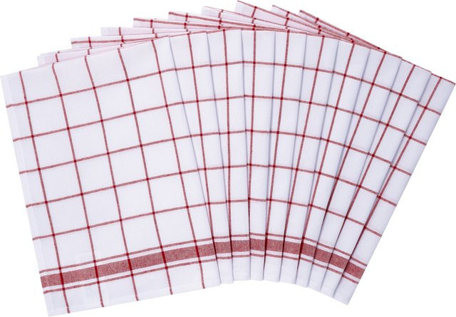 W5 Geschirrtücher aus Baumwolle in Rot, B/H: 50 x 70 cm - Bild 1