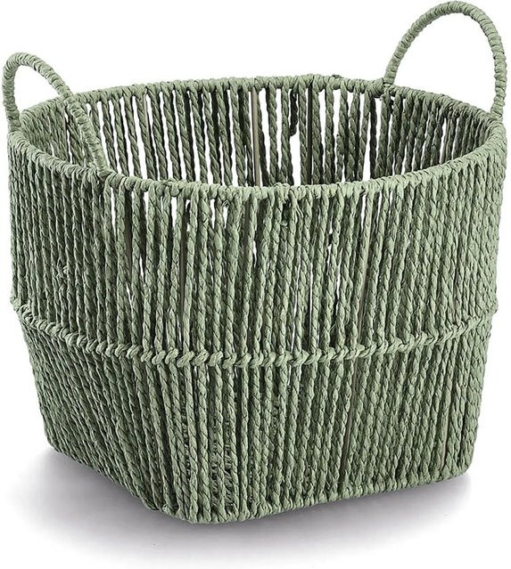 Zeller Aufbewahrungskorb aus Papiergeflecht in Salbei, Durchmesser: 30 cm, Höhe: 21 cm - Bild 1