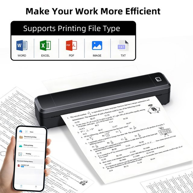Marklife X8 Mini A4 Thermodrucker Bluetooth Schwarz Tintenloser Drucker für Fotos und PDF Dokumente - Bild 1