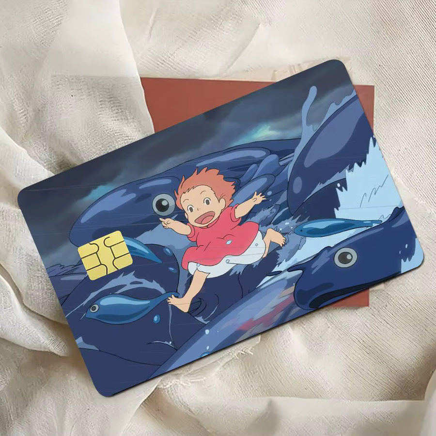 P-PonyoS Anime Kreditkarten-Skin Aufkleber in Multicolour für Bankkarten, Bus- und Metro-Karten, wasserfeste Aufkleber aus Papier - Bild 2